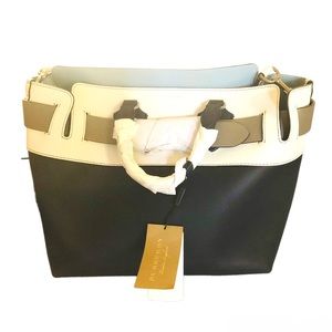 Burberry Ladies Top Handle Medium Tri-tone Leather Belt Bag authentic Burberry